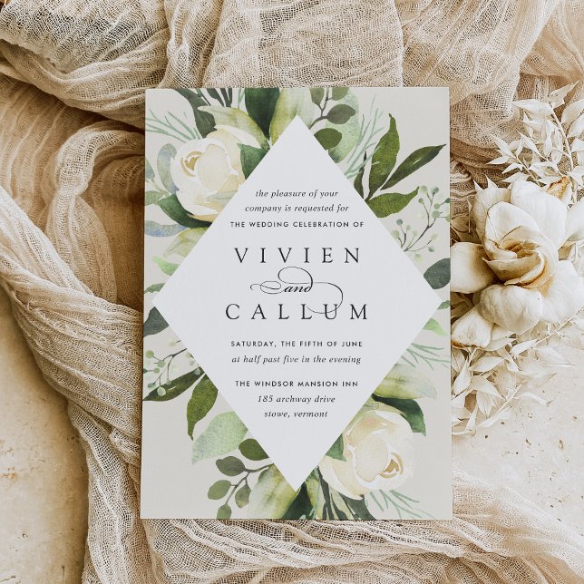 Invitación Ivory Bloom | Boda de marco floral geométrico (Subido por el creador)