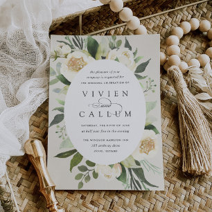 Invitación Ivory Bloom   Boda floral de color de agua de marc