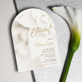 Invitación Ivory Bloom y elegante lluvia de oro duchaconvidad