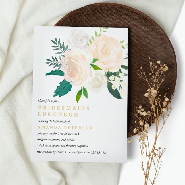 Invitación Ivory Bouquet Floral Bridesmaids Boda Luncheon (Subido por el creador)