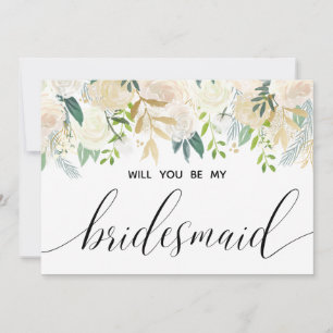 Invitación Ivory Bouquet Floral Serás Mi Novia