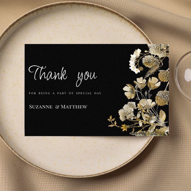 Invitación Ivory brown black wildflower winter Thank You (Ivory brown black wildflower winter Thank You )