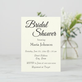 Invitación Ivory Color Simple Style Bridal Shower