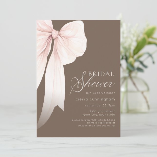 Invitación Ivory Coquette Bow Bridal Shower (Anverso de pie)
