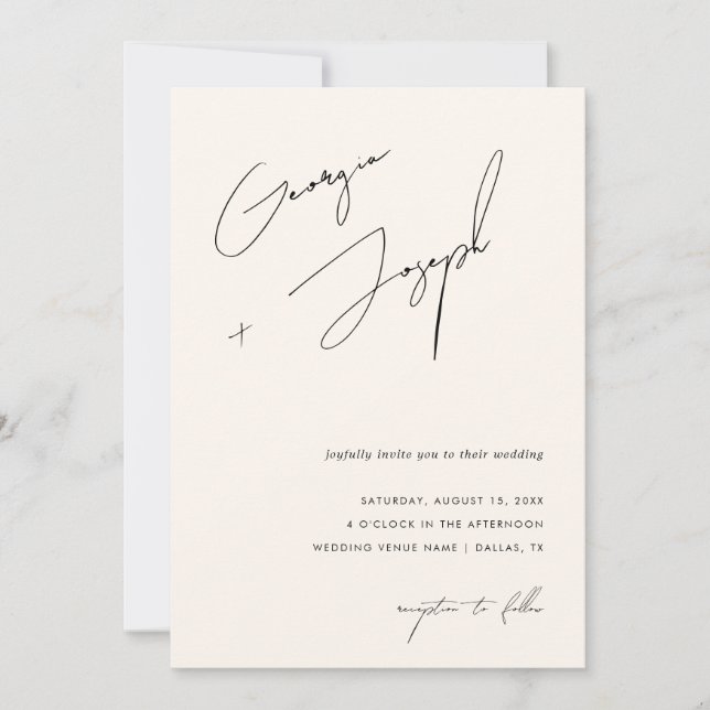 Invitación Ivory Cream | Boda de código QR con escritura mode (Anverso)