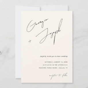 Invitación Ivory Cream   Boda de código QR con escritura mode