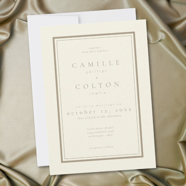 Invitación Ivory Cream Minimalist Frame Wedding (Ivory Cream Minimalist Frame Wedding Invitation)