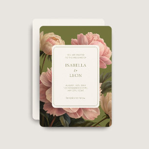 Invitación Ivory Cream   Rosa de color verde oliva Boda
