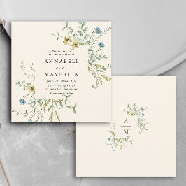 Invitación Ivory Delicate Wildflower Moderno Boda del Boho