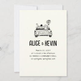 Invitación Ivory Drawn Illustration Minimalist QR Wedding