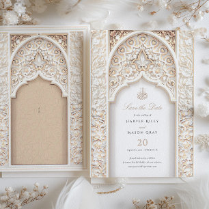 Invitación Ivory Elegancia Arquitectura Islámica Salva la Fec