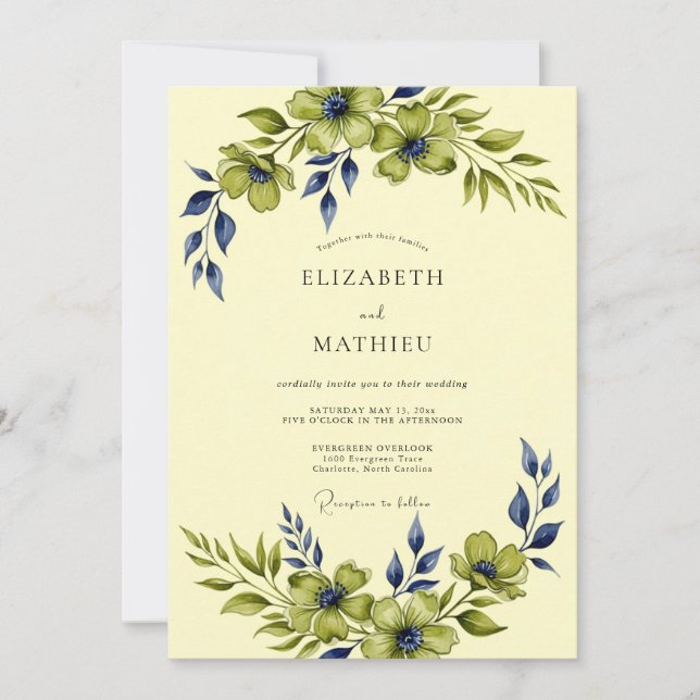 Invitación Ivory Enchanting Botanical Wedding (Anverso)