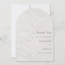 Invitación Ivory Faux Blind Embossed Arch Wedding Thank You