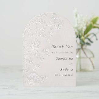 Invitación Ivory Faux Blind Embossed Arch Wedding Thank You