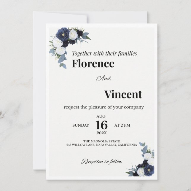 Invitación Ivory Floral Wedding Invitation (Anverso)