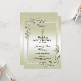 Invitación Ivory Gem & Glitter 1er Aniversario de Bodas