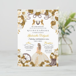 Invitación Ivory & Gold Western Charro Cowgirl Quinceanera