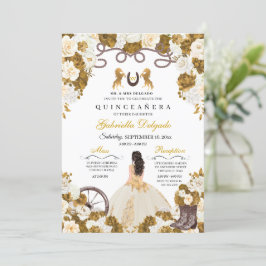 Invitación Ivory & Gold Western Charro Cowgirl Quinceanera