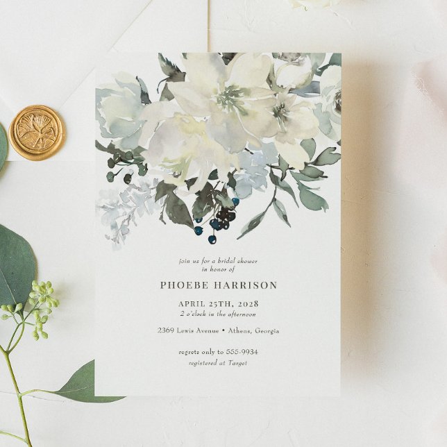 Invitación Ivory Greenery Watercolor Floral Bridal Shower (Subido por el creador)