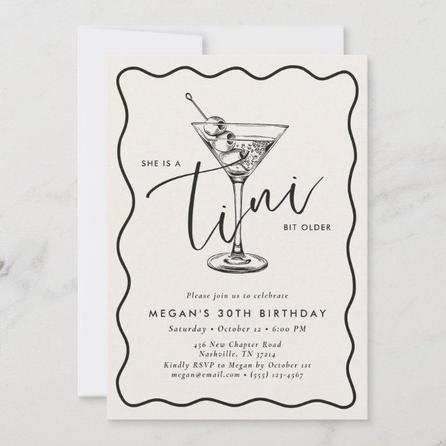 Invitación Ivory Hand Drawn A Tini Bit Older 30’s Birthday  (Anverso)