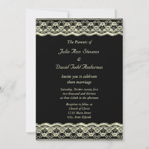 Invitación Ivory Lace sobre el Boda negro