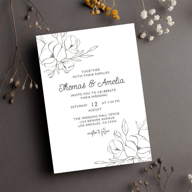 Invitación Ivory Magnolia Elegant Boda Floral (Subido por el creador)