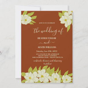 Invitación Ivory Magnolia Flower Rusty Boda
