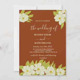 Invitación Ivory Magnolia Flower Rusty Boda