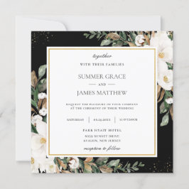 Invitación Ivory Magnolias Cotton Boda de Verdor Floral