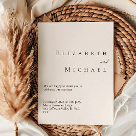 Invitación Ivory Minimalist Boho Elegant Script Wedding w/ QR