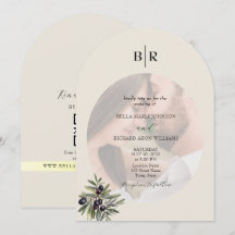 Ivory Olive Arched Photo Monogram Wedding