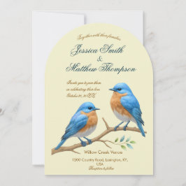 Invitación Ivory Pastel Lovebirds Romantic Bluebirds Boda