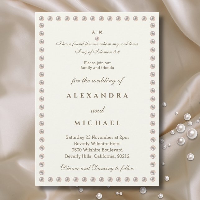 Invitación Ivory Pearl Bible Verse Christian Wedding  (Subido por el creador)