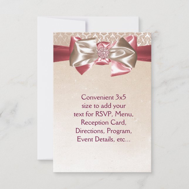 Invitación Ivory Pink Damask RSVP (Anverso)