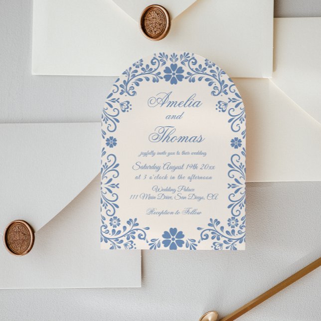 Invitación Ivory Powder Blue Whimsical Wedding Invitation (Subido por el creador)