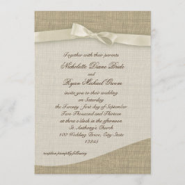 Invitación Ivory Ribbon y Burlap Boda