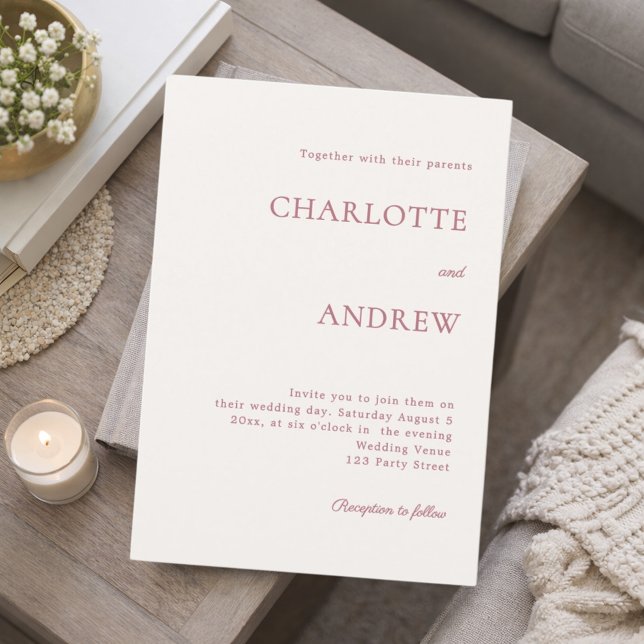 Invitación Ivory rose gold modern minimalist wedding (Subido por el creador)