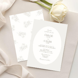 Invitación Ivory & Sand | Botanical Oval Wedding