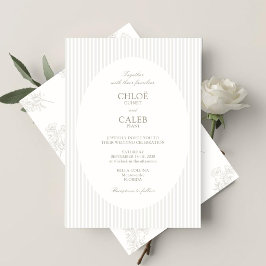 Invitación Ivory & Sand | Stripe Botanical Wedding Invitation
