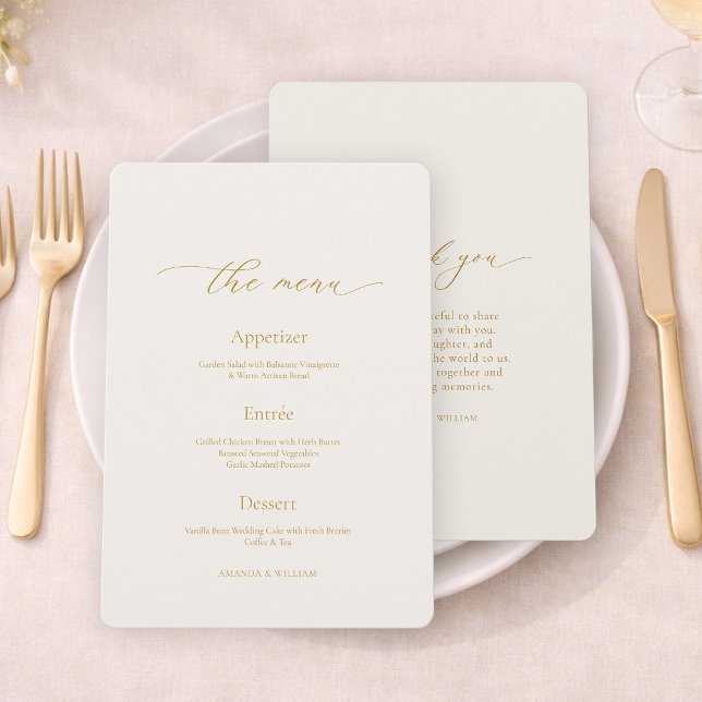 Invitación Ivory Wedding Menu with Elegant Calligraphy (Subido por el creador)