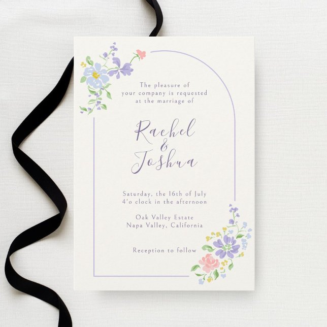 Invitación Ivory | Whimsical Floral Arch Script Wedding (Subido por el creador)