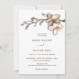 Invitación Ivory White 3D Magnolia Flower Wedding