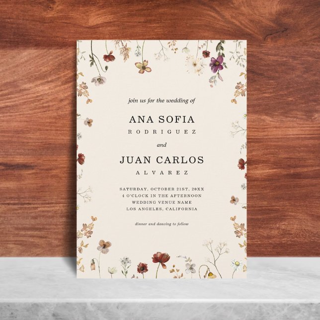 Invitación Ivory Wildflower Garden Caída Código QR Boda RSVP (Subido por el creador)