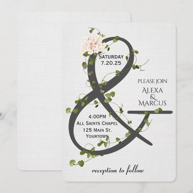 Invitación Ivy y Ampersand Boda (Anverso / Reverso)