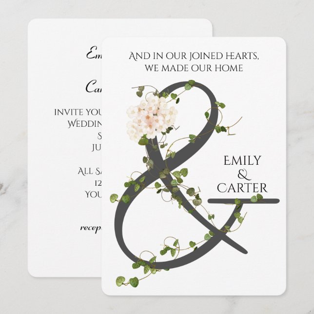 Invitación Ivy y Ampersand Boda (Anverso / Reverso)
