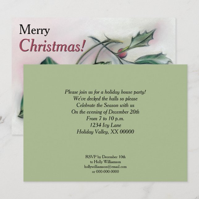 Invitación Ivy y Holly Holiday Party (Anverso / Reverso)