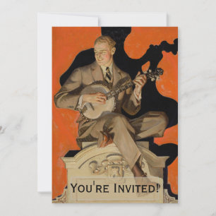 Invitación J.C. Leyendecker Tocador de Banjo 1920 Arte Art Dé