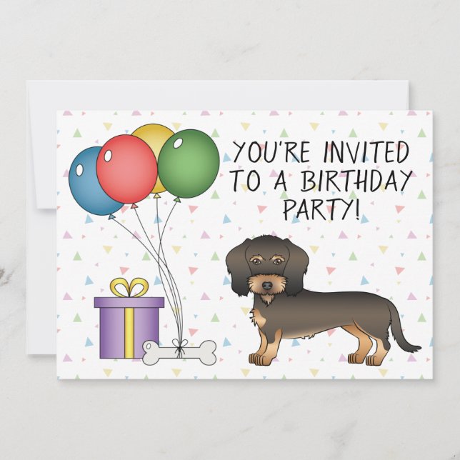 Invitación Jabalí Perro Salchicha de Pelo Rizado - Cumpleaños (Anverso)