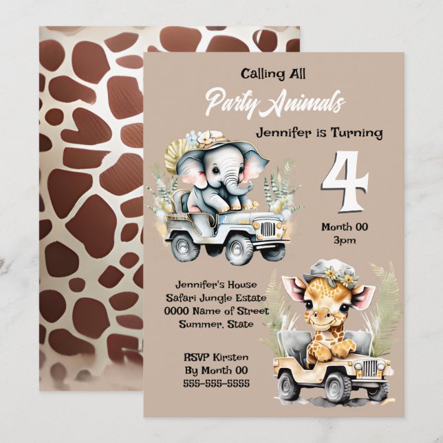 Invitación Jabón de la selva de la jirafa safari animales sal (Anverso / Reverso)