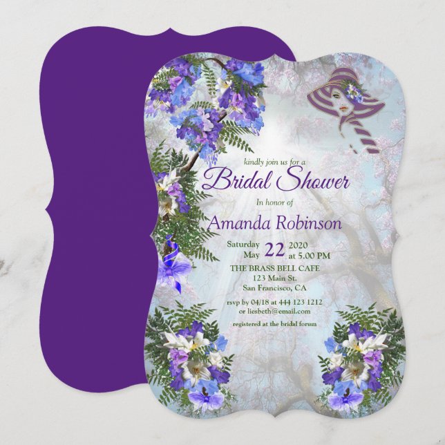 Invitación Jacaranda Blossoms Bridal Shower (Anverso / Reverso)